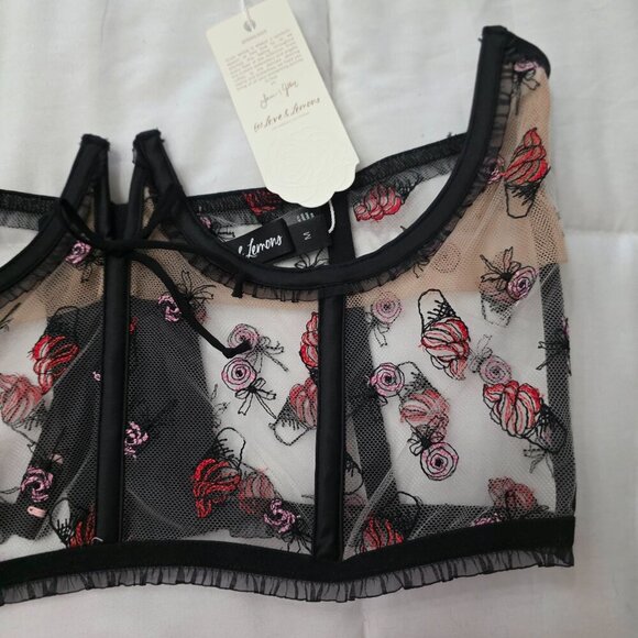 For Love & Lemons Black Floral Lace Corset Top Women’s M NWT - Picture 6 of 12